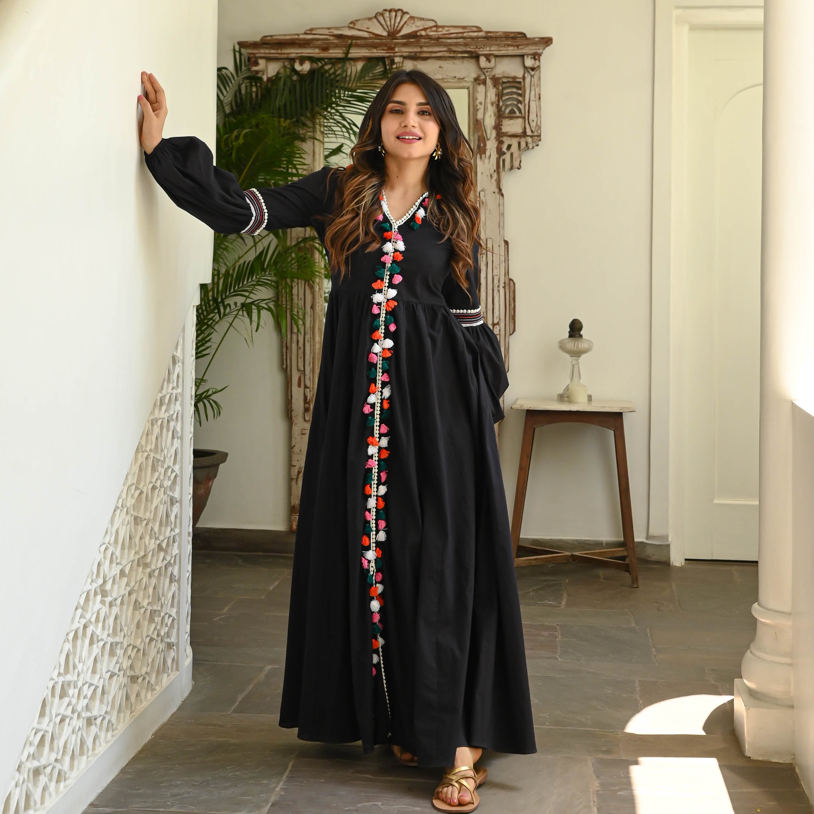 Buy ASYMMETRIC BLACK SATIN-LACE DRESS for Women Online in India